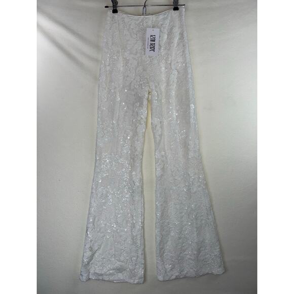 NWT 12th Tribe White Maddox Lace Sequin pants Womens Small - Picture 3 of 12